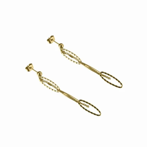 Boucles D'Oreilles Charme Acier Doré Multi Chaines