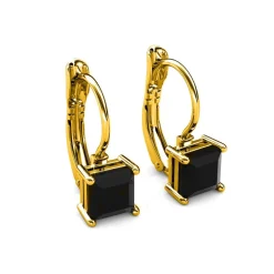 Boucles d’oreilles Femme MYC-Paris Square - DE0007-G-BK Laiton Doré Noir