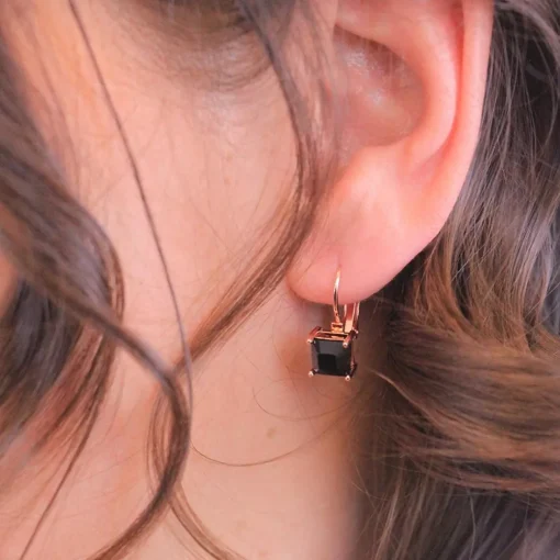 Boucles d’oreilles Femme MYC-Paris Square - DE0007-RG-BK Laiton Doré rose Noir