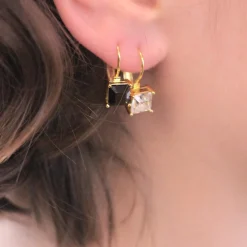Boucles d’oreilles Femme MYC-Paris Square - DE0007-G-BK Laiton Doré Noir