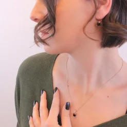 Boucles d’oreilles Femme MYC-Paris Square - DE0007-RG-BK Laiton Doré rose Noir