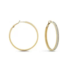 Boucles d'oreilles Guess Bijoux JUBE02247JWYG - Créoles acier doré pavé cristaux Femme