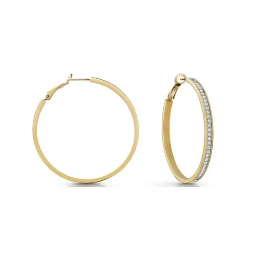 Boucles d'oreilles Guess Bijoux JUBE02247JWYG - Créoles acier doré pavé cristaux Femme