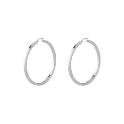 Boucles D'Oreilles Hoops I Did It Again Acier Rhodié Carrées Extra Légères