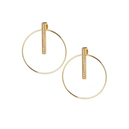 Boucles d'oreilles Les Interchangeables A54283 - Créoles Barette Strassé MM Or Jaune Cristal