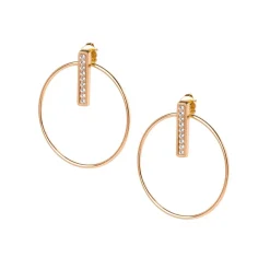 Boucles d'oreilles Les Interchangeables A54281 - Créoles Barette Strassé PM Or Rose Cristal