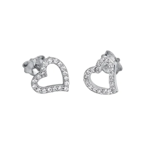 Boucles d'oreilles Lotus Style LP1519-4-1 - Boucles d'oreilles Coeur Argent Strass Chic Femme