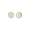 Boucles D'Oreilles Love Guess Acier Doré Puces Et Zircon Cubique Central 12 Mm