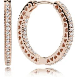 Boucles d'Oreilles Pandora 286318CZ - Boucles d'oreilles Créoles Coeurs Roses Femme