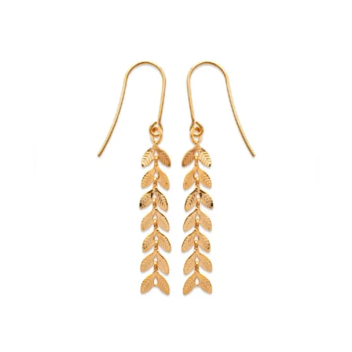 Boucles d'oreilles Pendante Feuilles Plaqué Or - Y54Y50