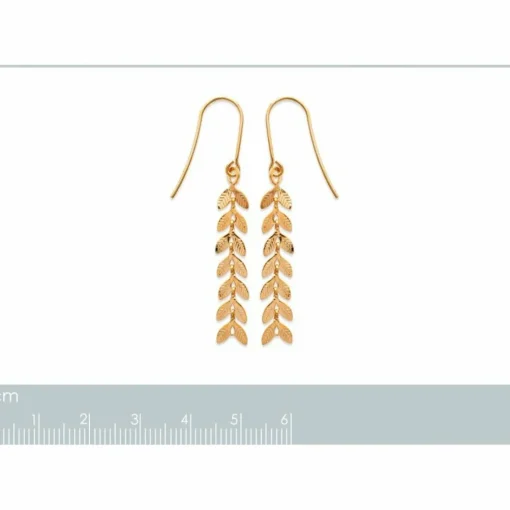 Boucles d'oreilles Pendante Feuilles Plaqué Or - Y54Y50