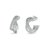 Boucles D'Oreilles Perfect Acier Rhodié Mini Pavées 17 Mm