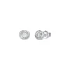 Boucles D'Oreilles Perfect Acier Rhodié Puces Et Zircons Cubiques 8 Mm