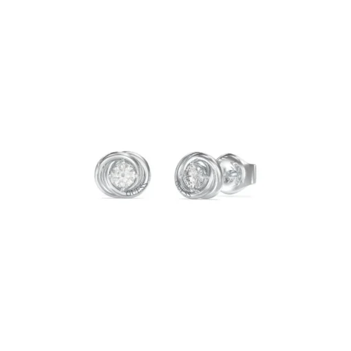 Boucles D'Oreilles Perfect Acier Rhodié Puces Et Zircons Cubiques 8 Mm