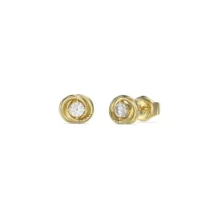 Boucles D'Oreilles Perfect Acier Doré Puces Et Zircons Cubiques 8 Mm