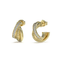 Boucles D'Oreilles Perfect Acier Doré Mini Pavées 17 Mm