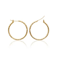 Boucles d'oreilles plaqué or créoles torsadées 30mm Maison de la Bijouterie Y6Z5Y30