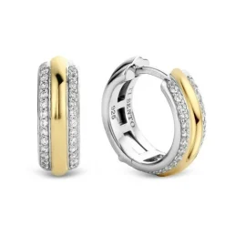 Boucles d'oreilles Ti Sento 7786ZY - Boucles d'oreilles Argent Gaudron Doré et Anneaux Pavés
