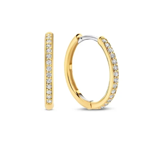 Boucles D'Oreilles Ti Sento - 7959ZY Argent Doré Créoles Et Pavage
