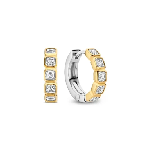 Boucles D'Oreilles Ti Sento - 7965ZY Argent Doré Et Oxydes De Zirconium Sertis Clos Carré