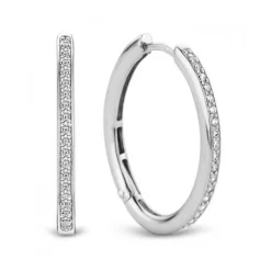 Boucles d'oreilles Ti Sento 7789ZI - Boucles d'oreilles Créoles ovale Argent Pavées