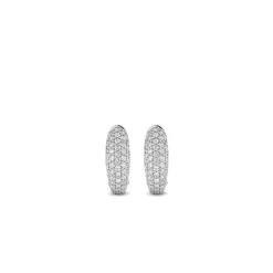 Boucles d'Oreilles Ti Sento 7804ZI - anneaux allongés argent pavés petit modèle