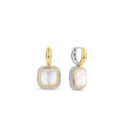 Boucles D'Oreilles Ti Sento - 7968MW Argent Doré Doublé Nacre Carré Et Oxydes De Zirconium