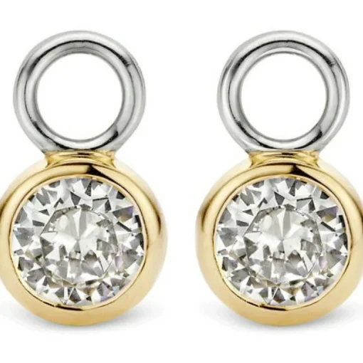 Boucles d'oreilles Ti Sento 9180ZY - Boucles d'oreilles Argent Serti Clos Doré Femme