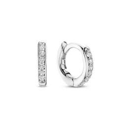 Boucles D'Oreilles Ti Sento - 7954ZI Argent Rhodié Anneaux Et Pavage