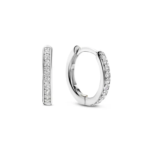 Boucles D'Oreilles Ti Sento - 7812ZI Argent Rhodié Anneaux Et Pavage