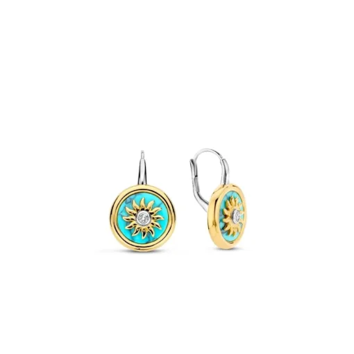 Boucles D'Oreilles Ti Sento - 7971TQ Argent Doré Pièce Fond Turquoise
