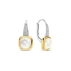 Boucles D'Oreilles Ti Sento - 7969MW Argent Doré Doublé Nacre Carré Et Oxydes De Zirconium