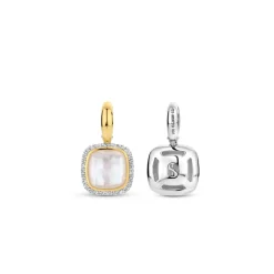 Boucles D'Oreilles Ti Sento - 7968MW Argent Doré Doublé Nacre Carré Et Oxydes De Zirconium