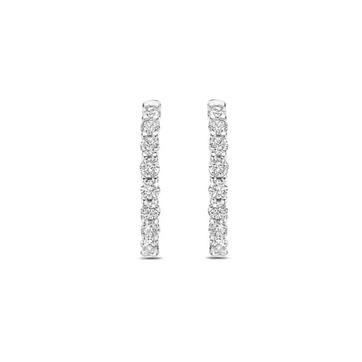 Boucles D'Oreilles Ti Sento - 7958ZI Argent Rhodié Anneaux Et Pavage
