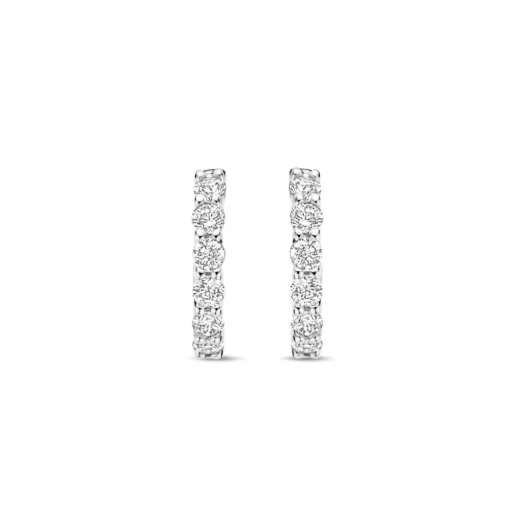Boucles D'Oreilles Ti Sento - 7956ZI Argent Rhodié Anneaux Et Pavage