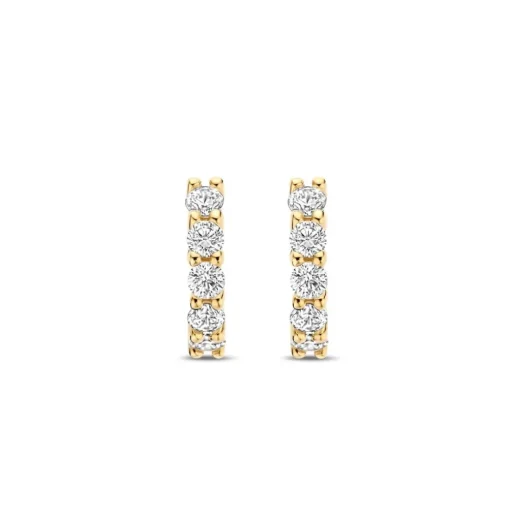Boucles D'Oreilles Ti Sento - 7955ZY Argent Doré Anneaux Et Pavage