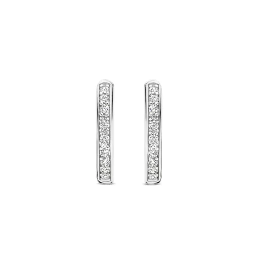 Boucles D'Oreilles Ti Sento - 7812ZI Argent Rhodié Anneaux Et Pavage