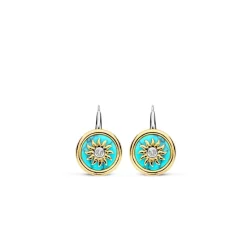 Boucles D'Oreilles Ti Sento - 7971TQ Argent Doré Pièce Fond Turquoise