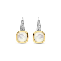 Boucles D'Oreilles Ti Sento - 7969MW Argent Doré Doublé Nacre Carré Et Oxydes De Zirconium