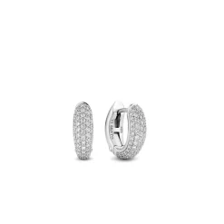 Boucles d'Oreilles Ti Sento 7804ZI - anneaux allongés argent pavés petit modèle
