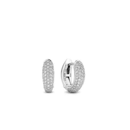 Boucles d'Oreilles Ti Sento 7804ZI - anneaux allongés argent pavés petit modèle