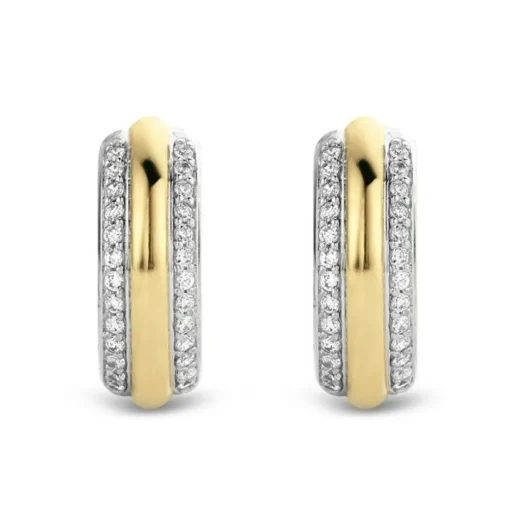 Boucles d'oreilles Ti Sento 7786ZY - Boucles d'oreilles Argent Gaudron Doré et Anneaux Pavés