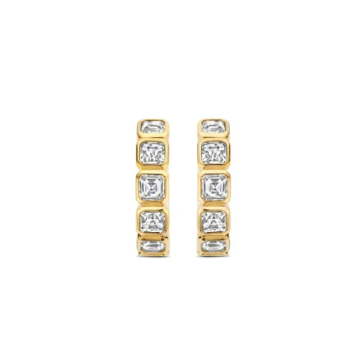 Boucles D'Oreilles Ti Sento - 7965ZY Argent Doré Et Oxydes De Zirconium Sertis Clos Carré