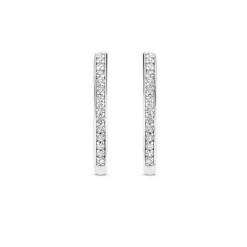 Boucles D'Oreilles Ti Sento - 7959ZI Argent Rhodié Créoles Et Pavage