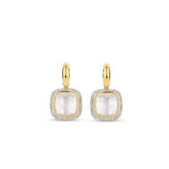 Boucles D'Oreilles Ti Sento - 7968MW Argent Doré Doublé Nacre Carré Et Oxydes De Zirconium