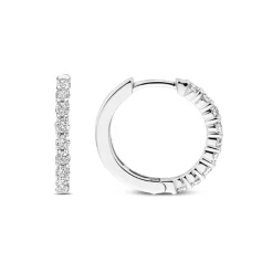 Boucles D'Oreilles Ti Sento - 7958ZI Argent Rhodié Anneaux Et Pavage