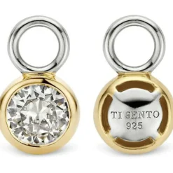 Boucles d'oreilles Ti Sento 9180ZY - Boucles d'oreilles Argent Serti Clos Doré Femme