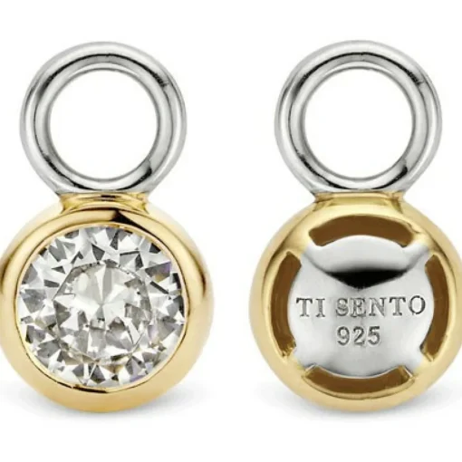 Boucles d'oreilles Ti Sento 9180ZY - Boucles d'oreilles Argent Serti Clos Doré Femme