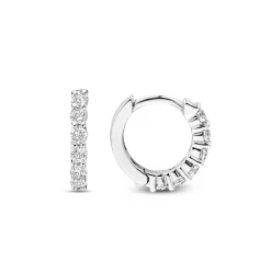 Boucles D'Oreilles Ti Sento - 7956ZI Argent Rhodié Anneaux Et Pavage