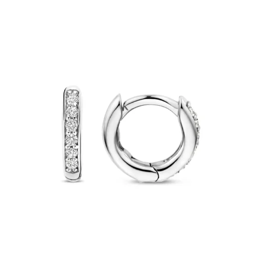 Boucles D'Oreilles Ti Sento - 7954ZI Argent Rhodié Anneaux Et Pavage